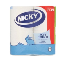 Nicky Soft Touch Toilet Roll - 4 Roll £1.49