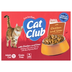 Cat Club in Gravy Chicken Liver Pouch 12 Pack