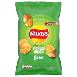 Walkers Pickled Onion Crisps 6 Pack