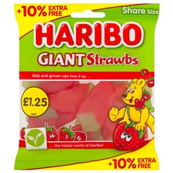 Haribo Giant Strawbs £1.25 + 10% Free
