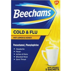 Beechams Cold & Flu Hot Honey & Lemon 5s