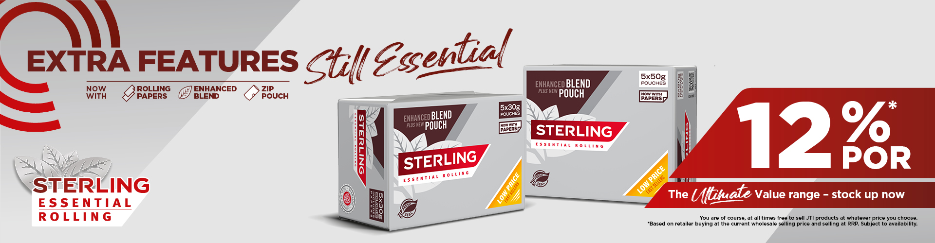 Sterling Essential Rolling Tobacco 12% POR